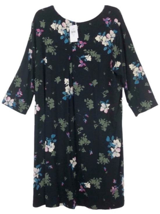 J. Jill Dresses & Skirts - J Jill Wearever Perfect Black Floral Ballet Sleeve Dress Size 2X